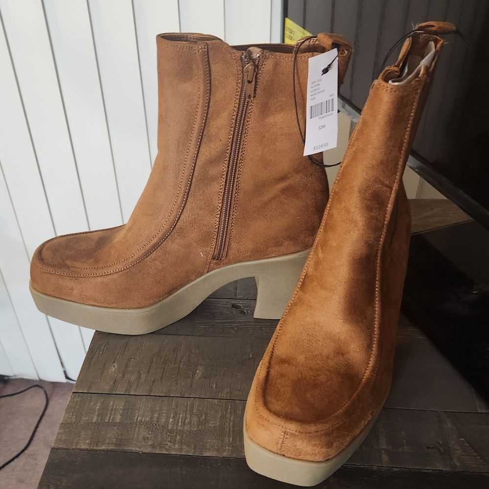 Women's Tan Faux Suede Ankle Boots